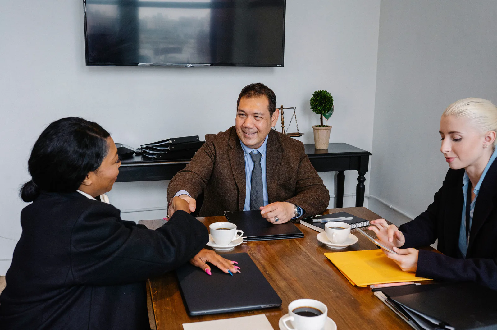 Business partners discussing a project